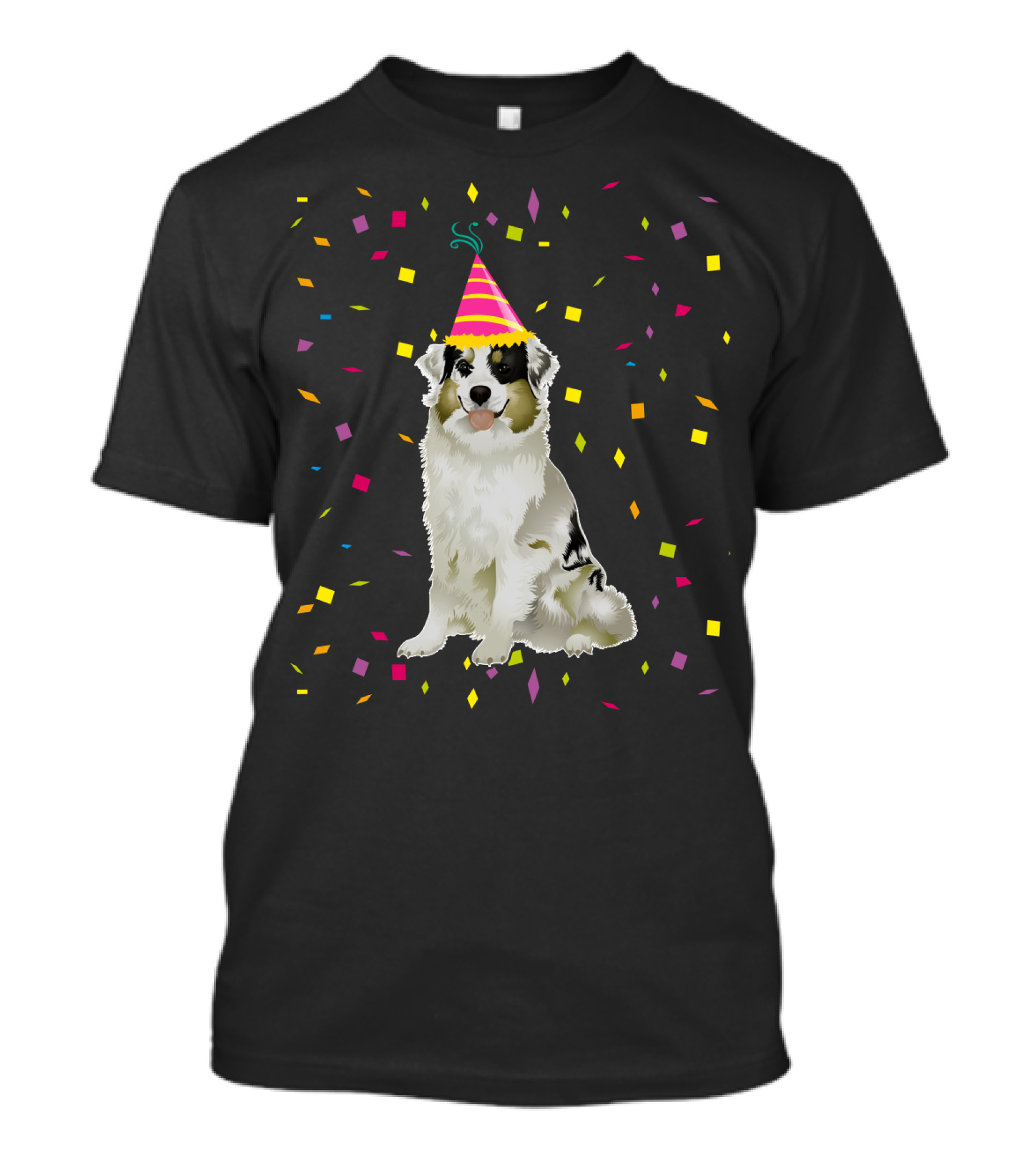 Funny Australian Shepherd Dog Birthday Party Confetti T-Shirt
