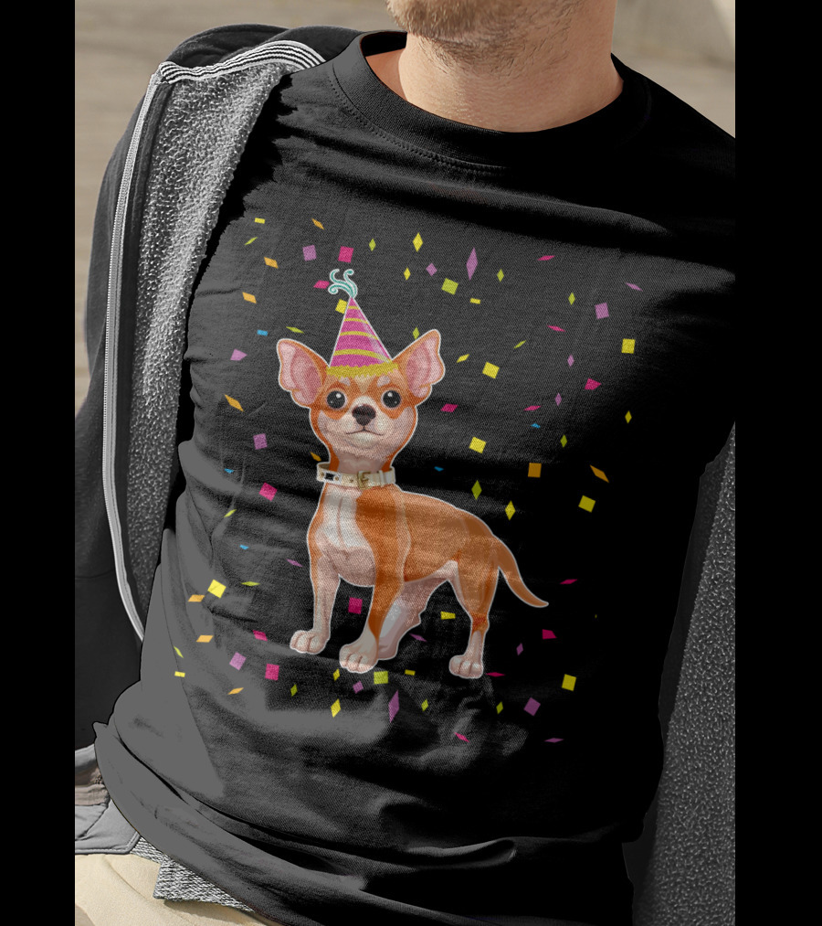 Birthday Chihuahua Party Hat Confetti T-Shirt