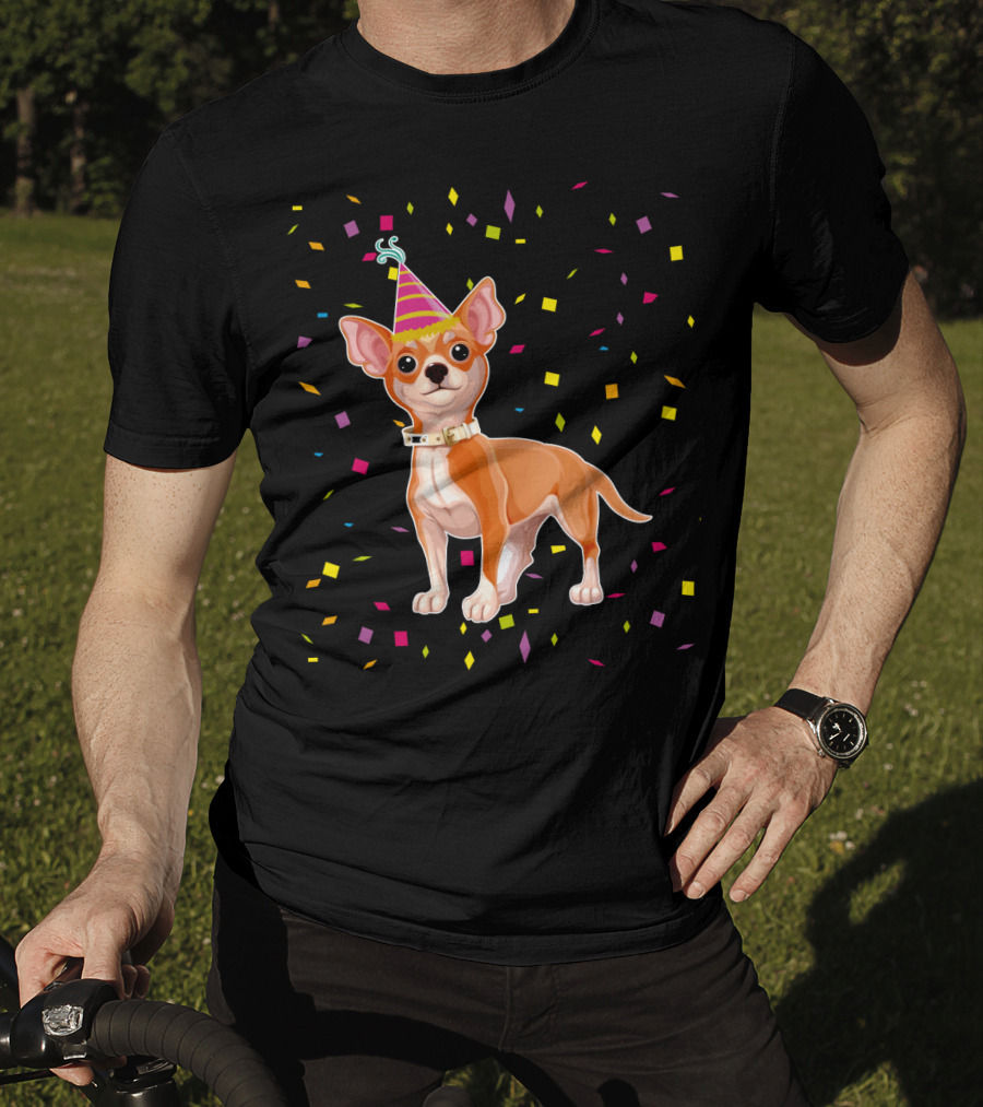 Birthday Chihuahua Party Hat Confetti T-Shirt