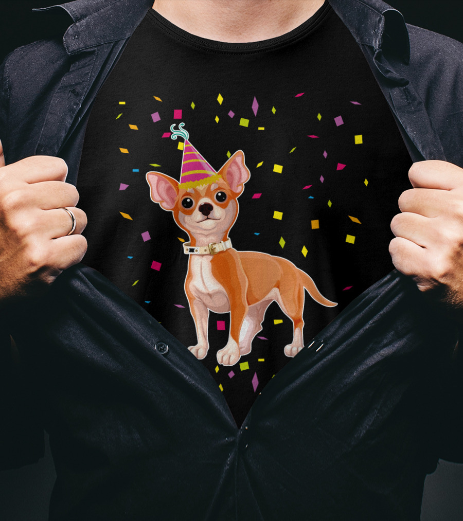 Birthday Chihuahua Party Hat Confetti T-Shirt