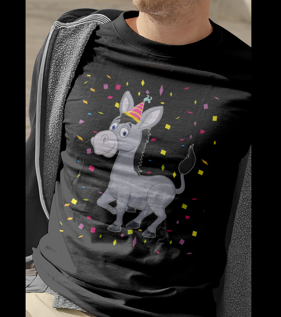 Happy Donkey Party Celebration With Colorful Confetti T-Shirt