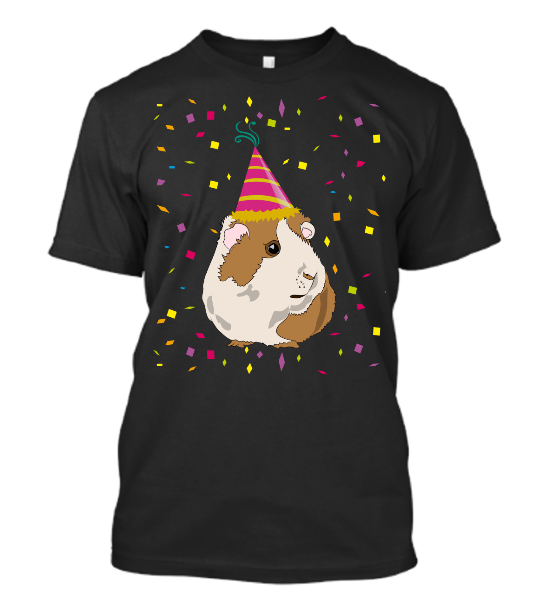 Funny Guinea Pig Birthday Celebration With Party Hat And Confetti T-Shirt