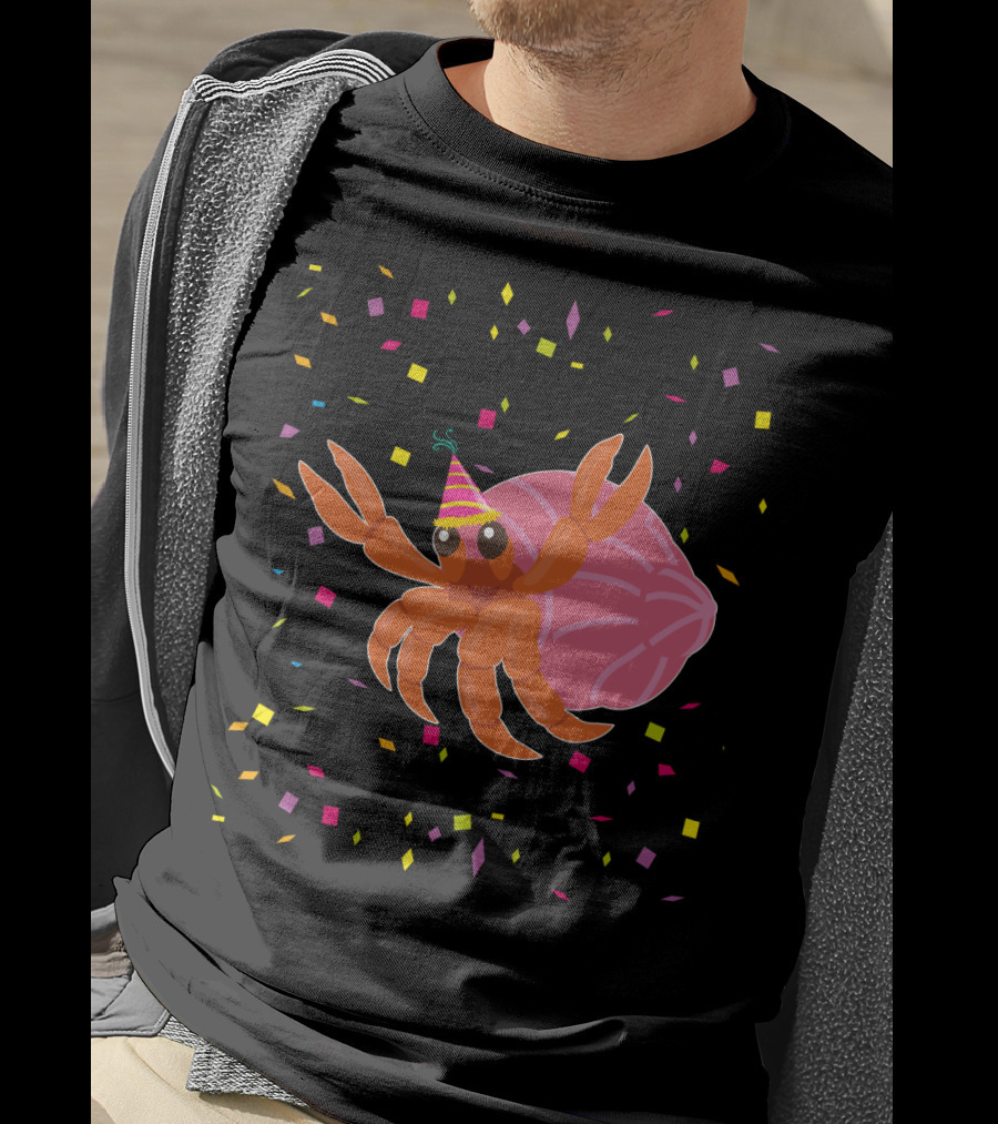 Funny Hermit Crab Birthday Party Hat Confetti T-Shirt