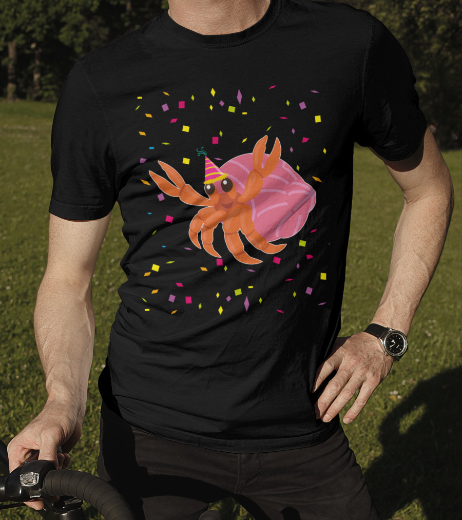 Funny Hermit Crab Birthday Party Hat Confetti T-Shirt