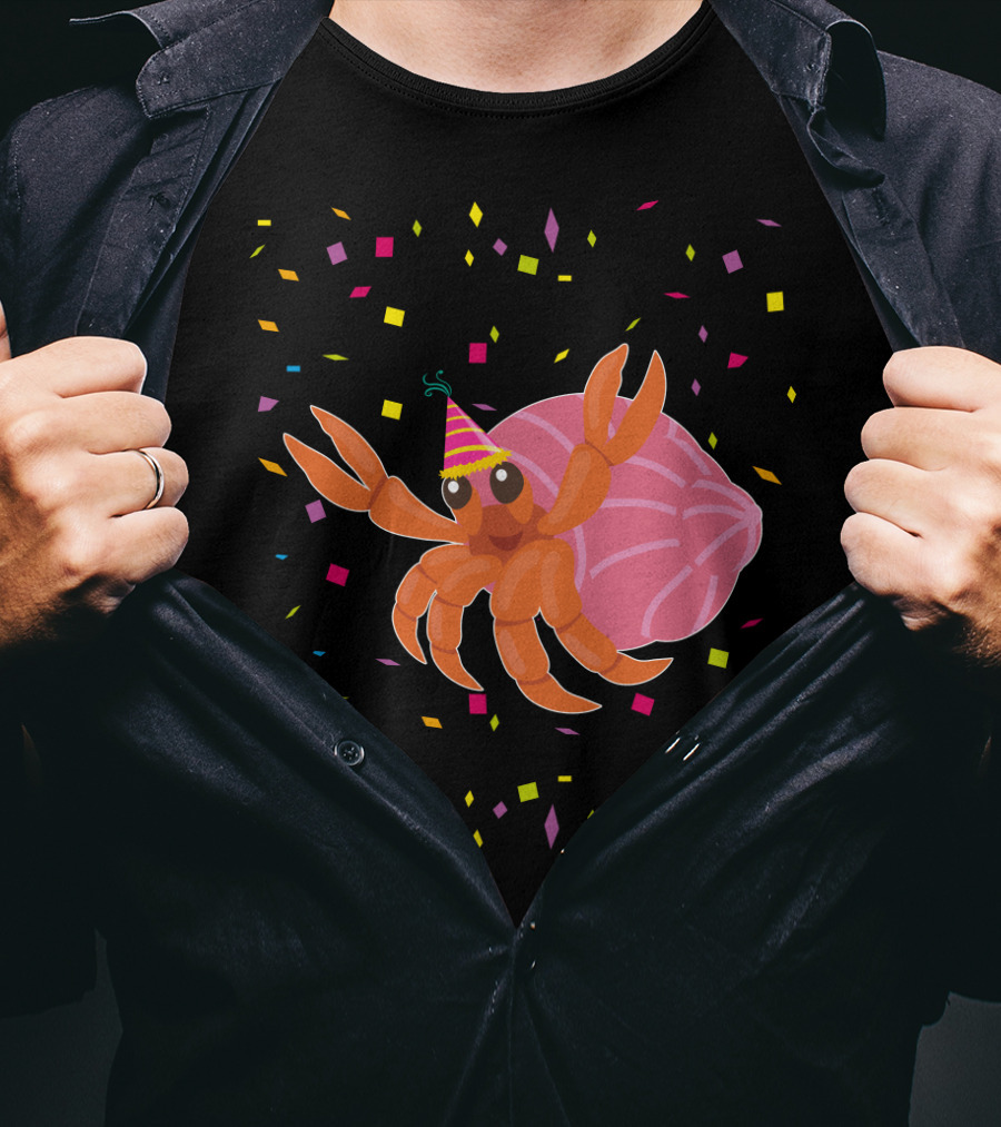 Funny Hermit Crab Birthday Party Hat Confetti T-Shirt