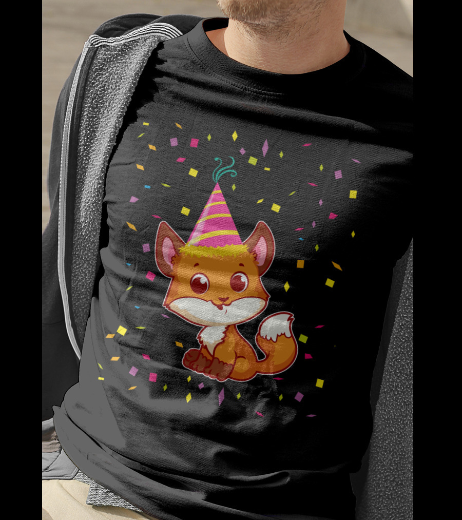 Funny Fox Birthday Confetti T-Shirt