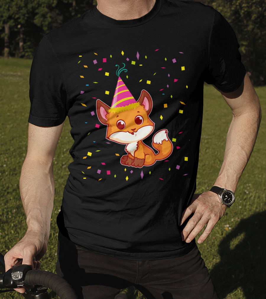 Funny Fox Birthday Confetti T-Shirt