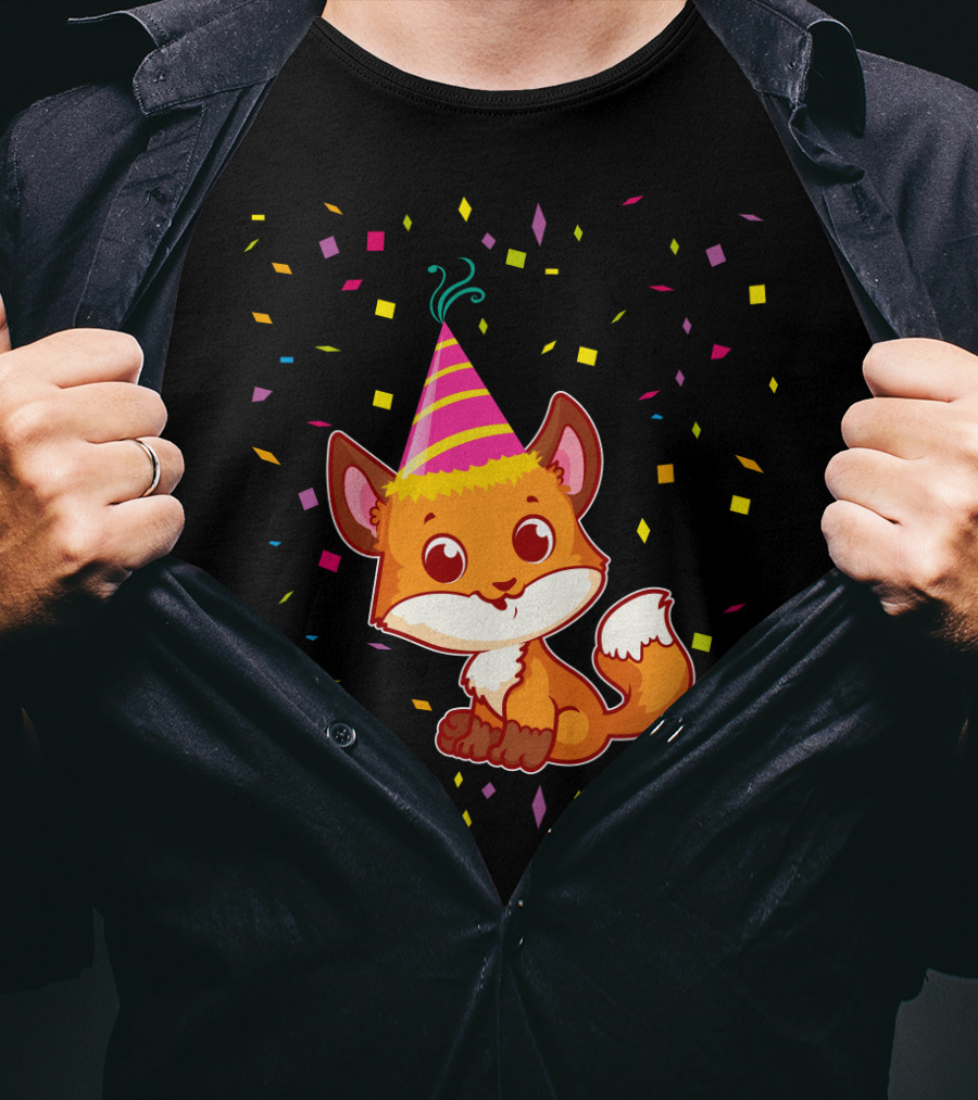 Funny Fox Birthday Confetti T-Shirt