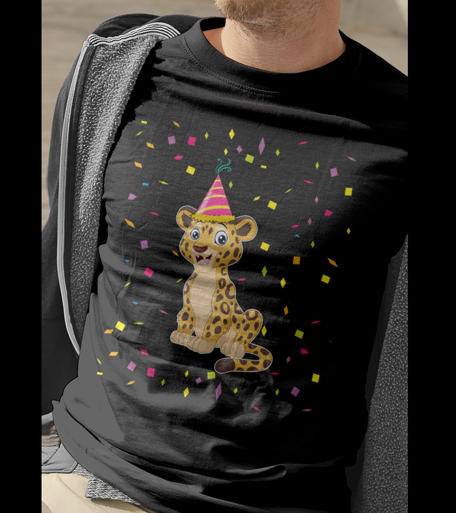 Funny Cheetah Birthday Party Hat Confetti T-Shirt
