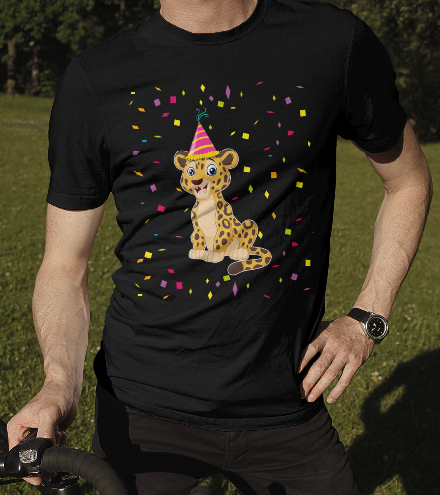 Funny Cheetah Birthday Party Hat Confetti T-Shirt