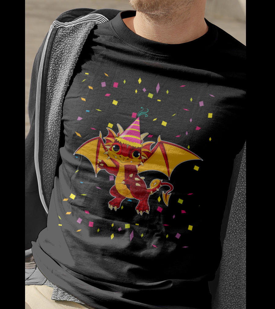 Funny Dragon Birthday Party Confetti T-Shirt