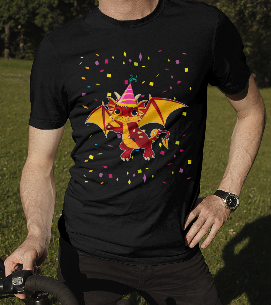 Funny Dragon Birthday Party Confetti T-Shirt