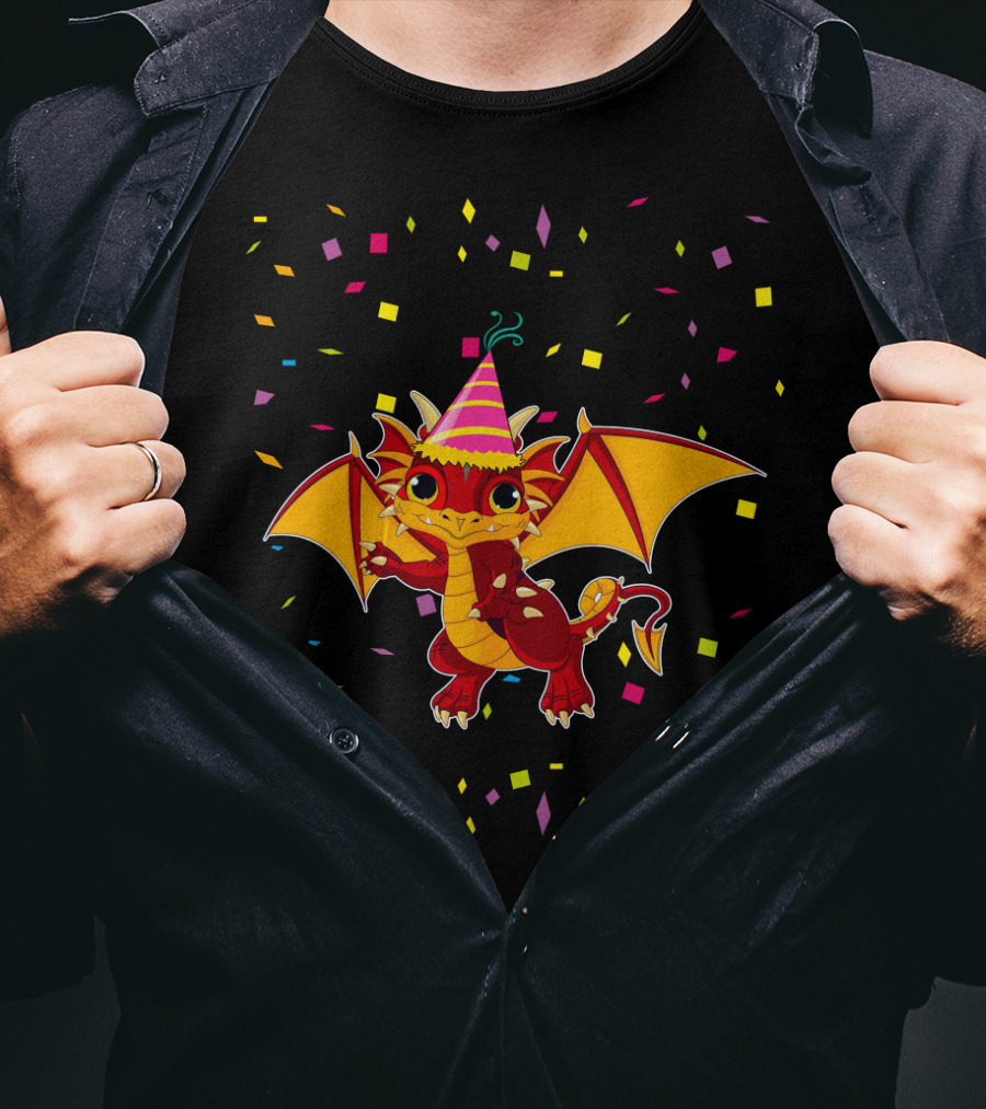 Funny Dragon Birthday Party Confetti T-Shirt