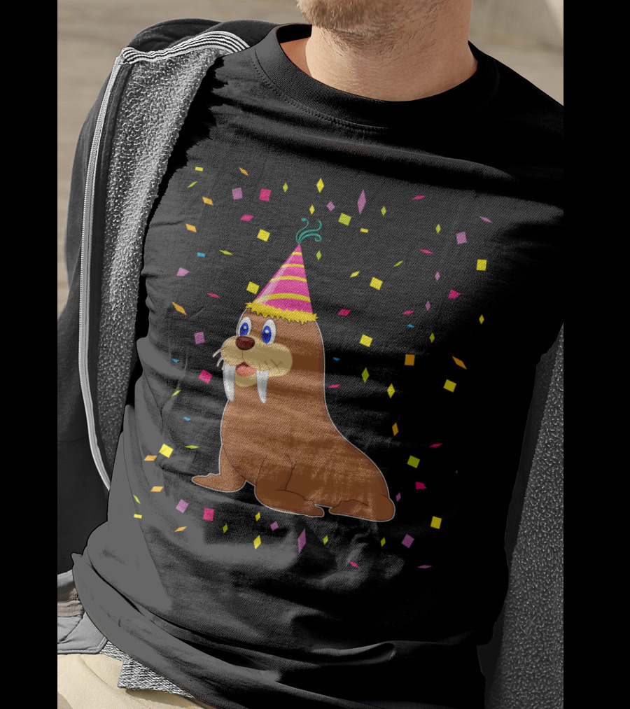 Funny WALRUS Birthday Confetti T-Shirt