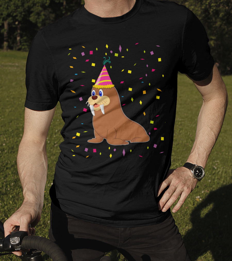 Funny WALRUS Birthday Confetti T-Shirt