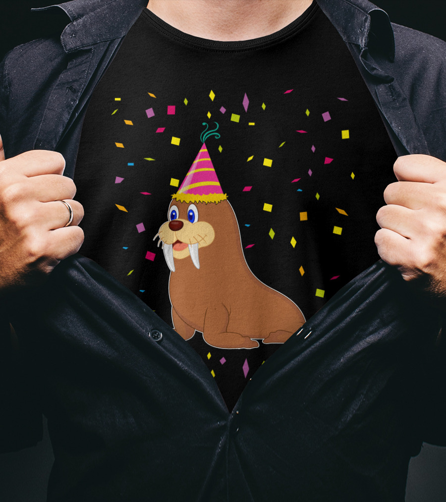 Funny WALRUS Birthday Confetti T-Shirt
