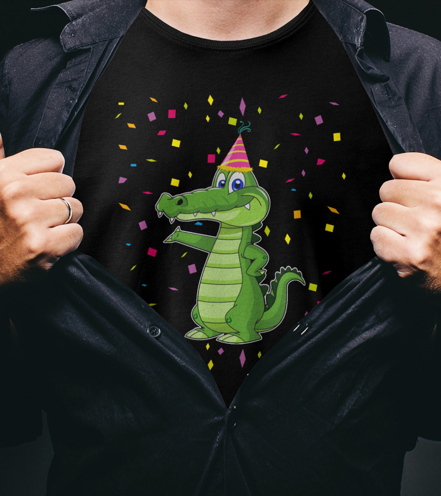 Funny Alligator Birthday Party Confetti T-Shirt
