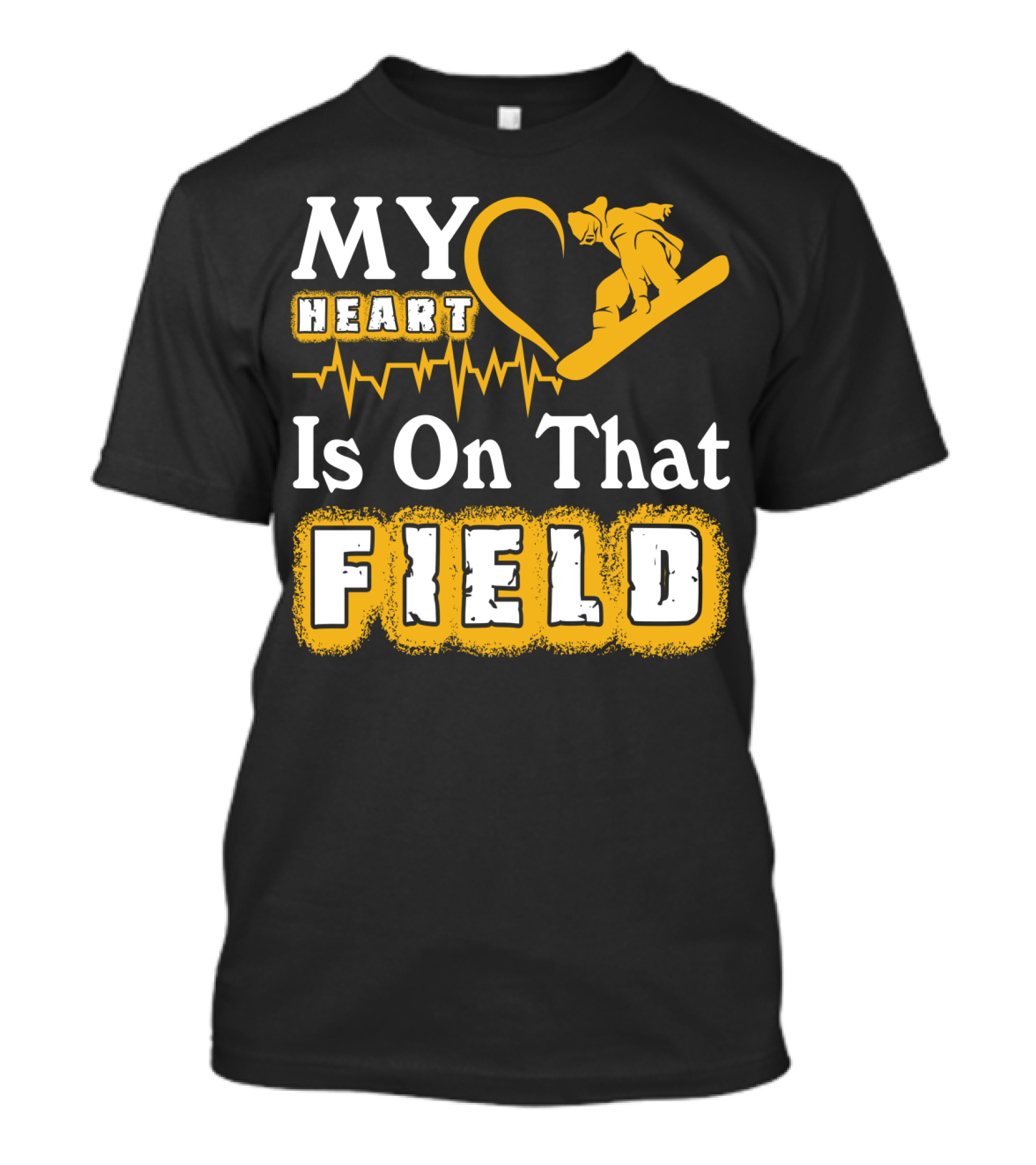 My Heart Is On That Field Snowboarding EKG Line T-Shirt