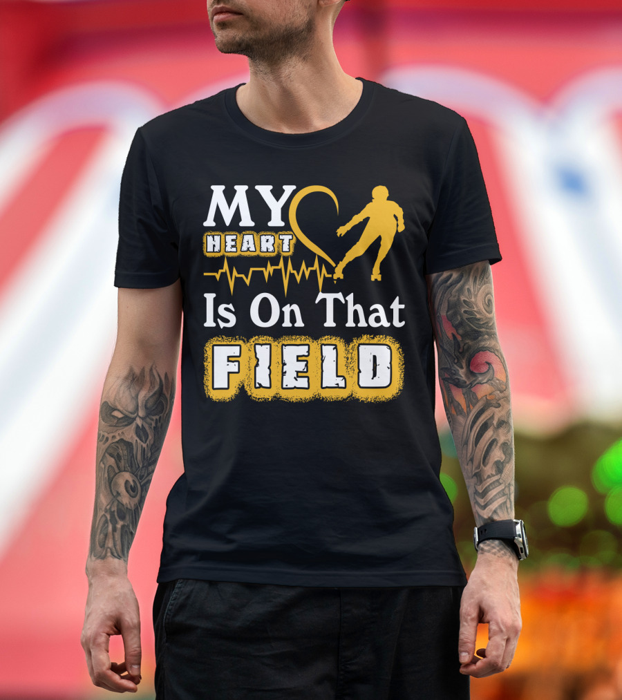 My Heart Is On That Field Roller Skater Heartbeat T-Shirt
