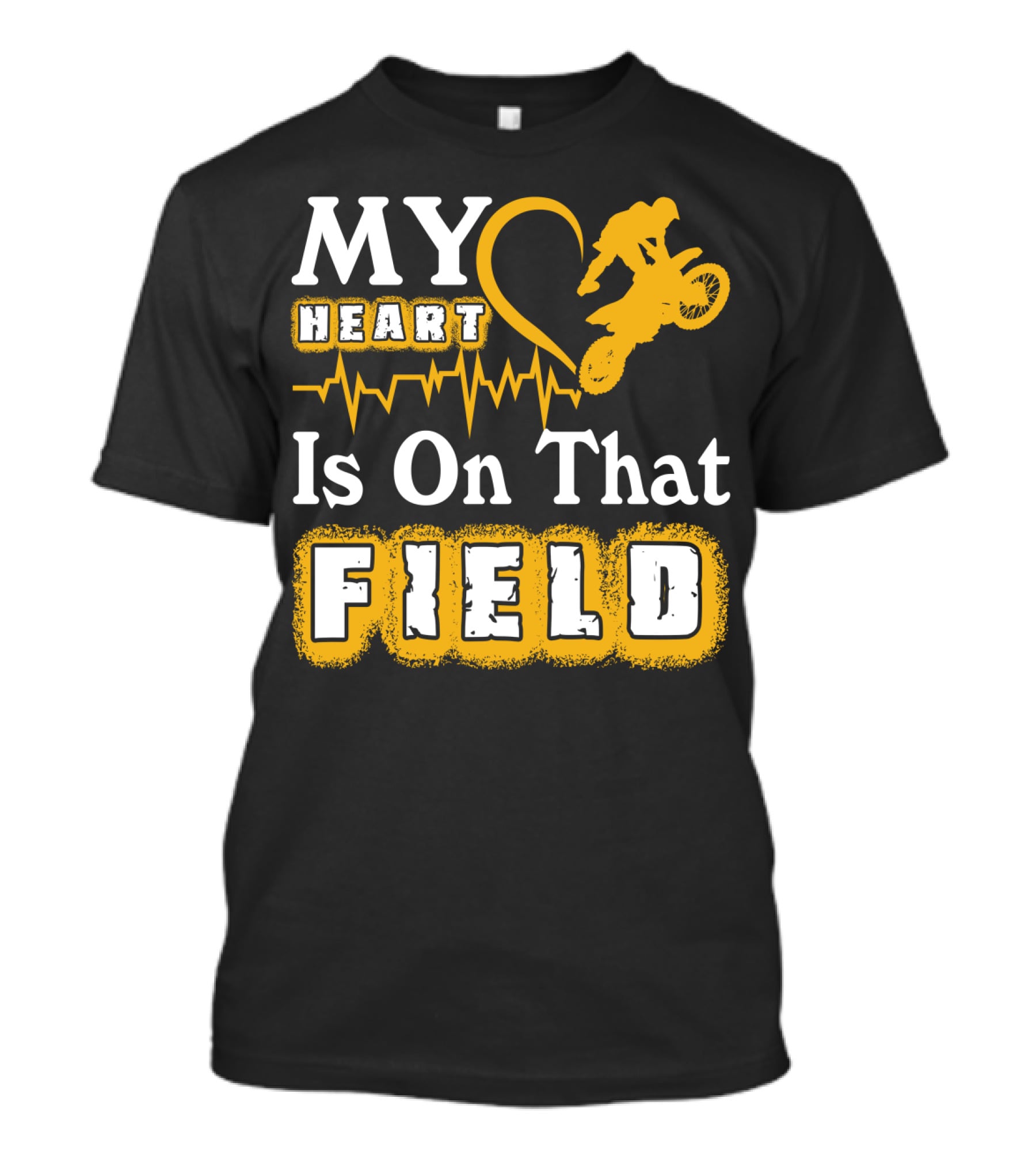 My Heart Is On That Field Dirt Bike Racing Motocross Rider Heartbeat T-Shirt