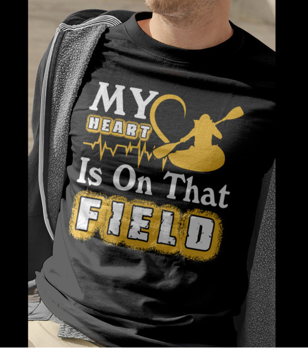 My Heart Is On That Field Kayak Paddle Heartbeat T-Shirt