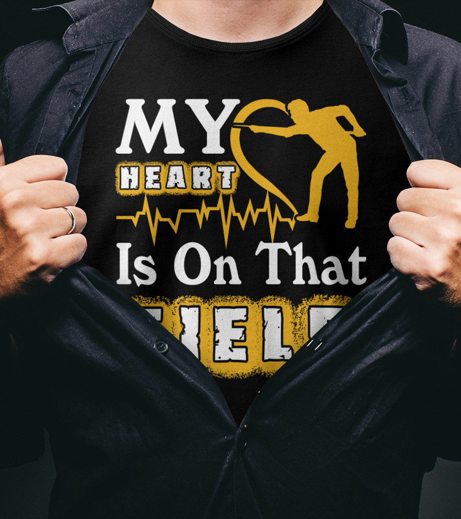 My Heart Is On That Field Billiards Player Heartbeat T-Shirt