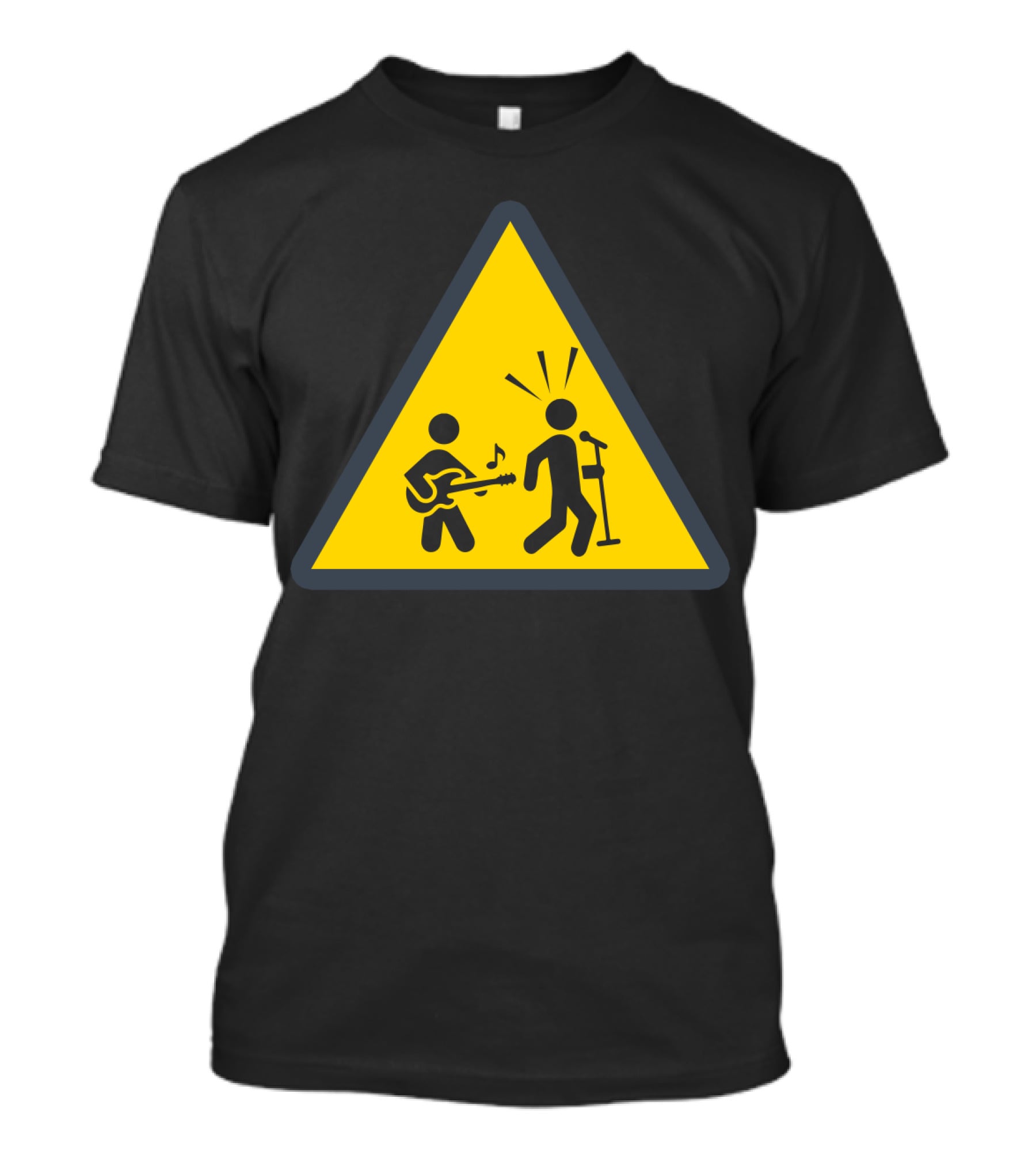 Funny Guitar Warning Sign With Singing Stick Figure T-Shirt