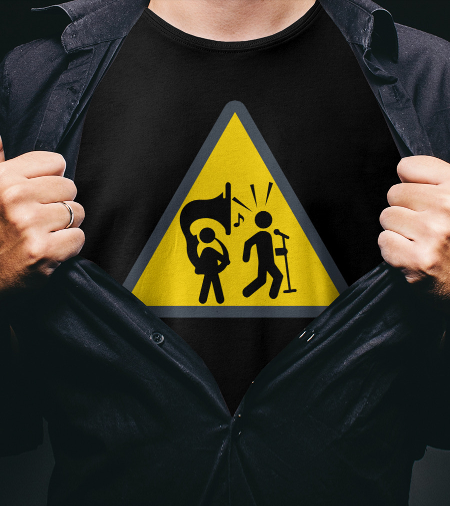 Warning Tuba Player Stick Figure Comedy T-Shirt