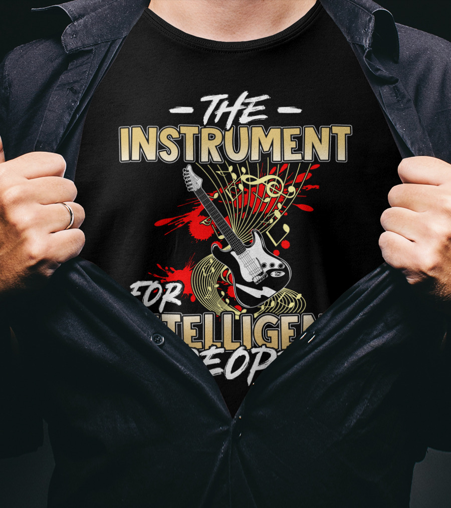 Guitar The Instrument For Intelligent People Electric Music Notes T-Shirt