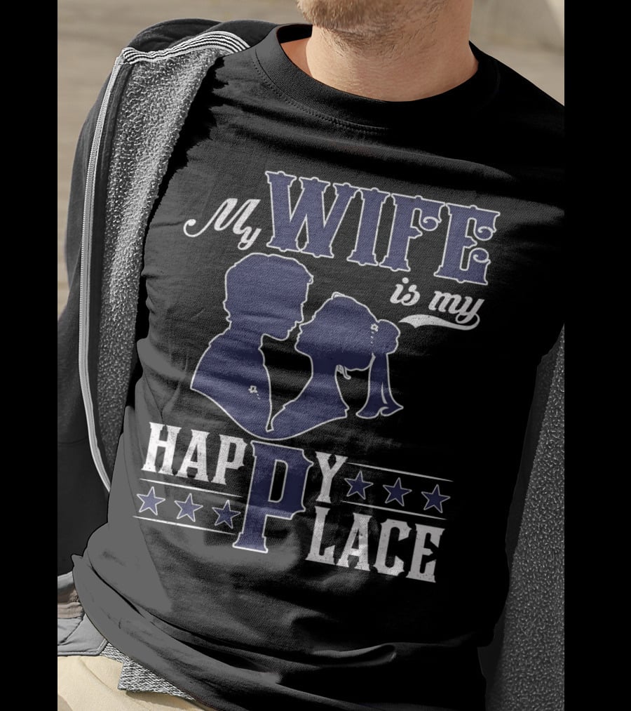 My Wife Is My Happy Place Silhouette Stars T-Shirt