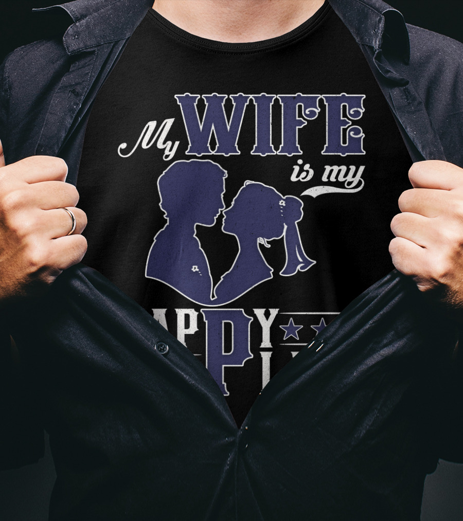 My Wife Is My Happy Place Silhouette Stars T-Shirt