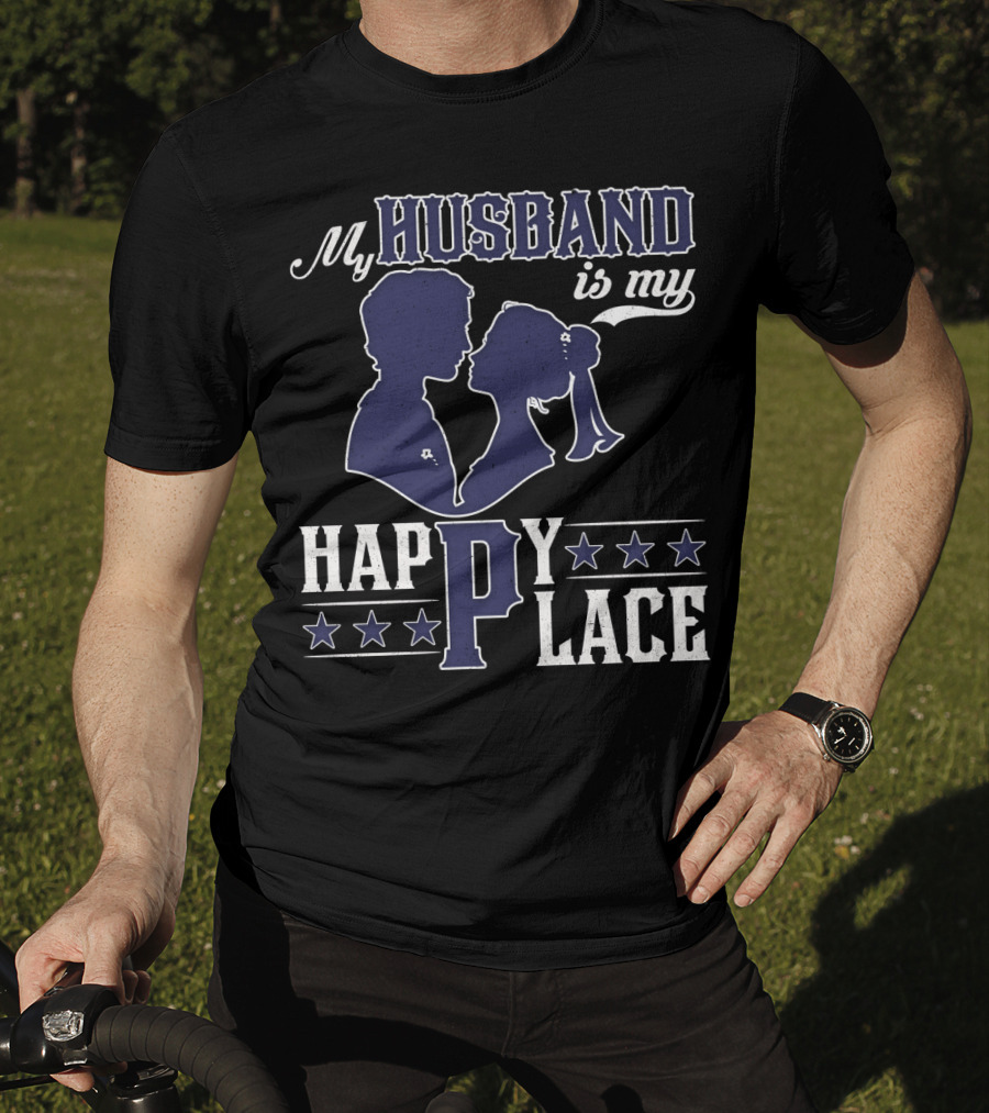 My Husband Is My Happy Place Silhouette Stars T-Shirt