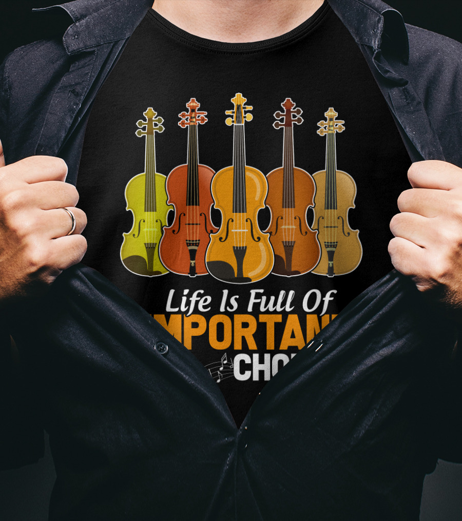 Life Is Full Of Important Choices Funny Viola Musical Notes Quintet T-Shirt