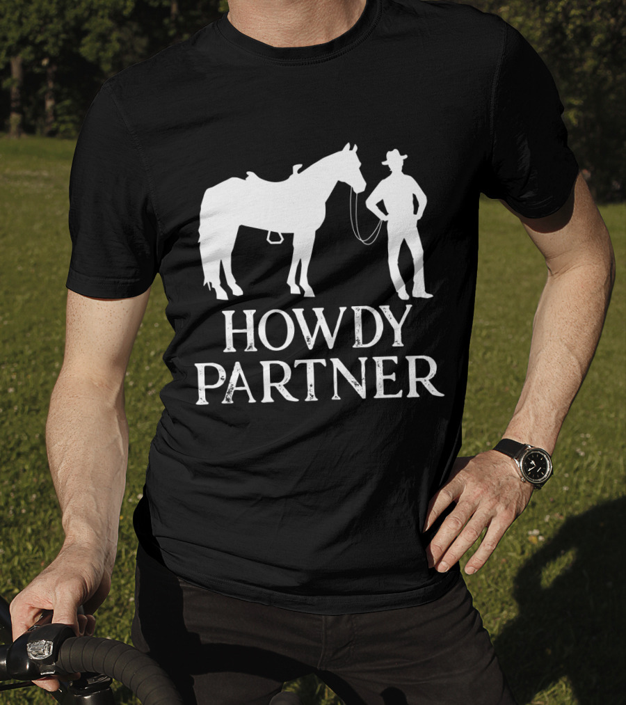 Howdy Partner Western Style Cowboy And Horse T-Shirt