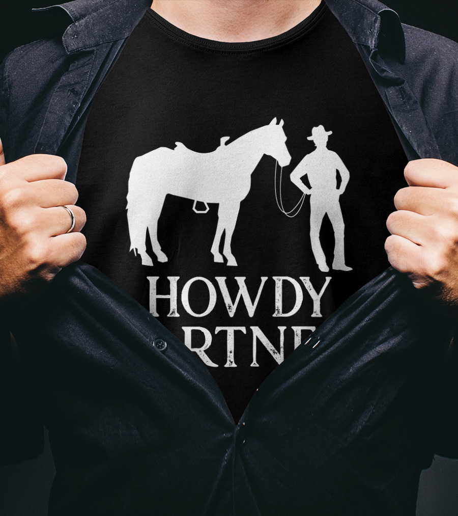 Howdy Partner Western Style Cowboy And Horse T-Shirt