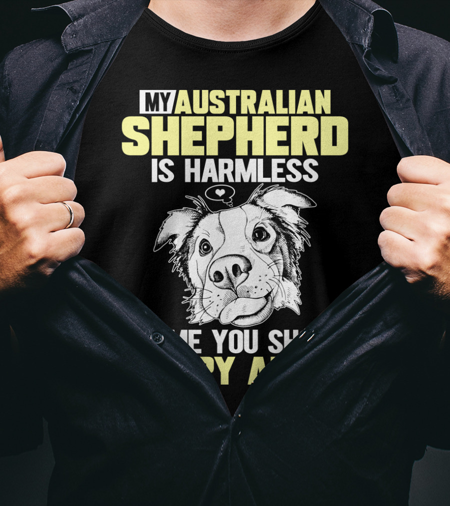 My Australian Shepherd Is Harmless It’s Me You Should Worry About T-Shirt