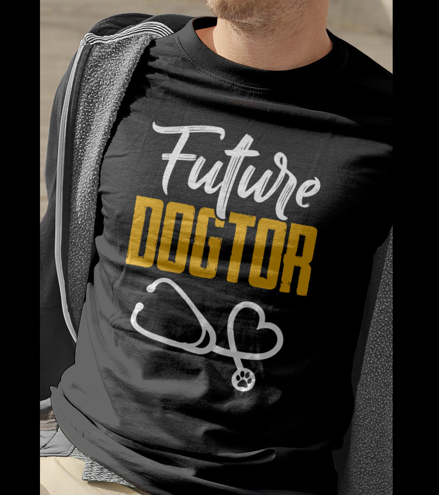 Future Dogtor Stethoscope Heart Veterinarian Vet Student Dog T-Shirt