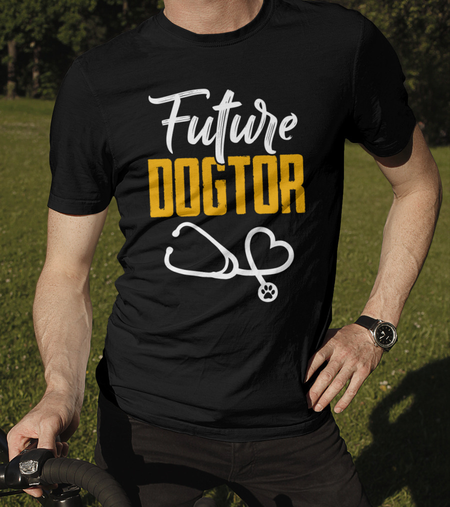 Future Dogtor Stethoscope Heart Veterinarian Vet Student Dog T-Shirt