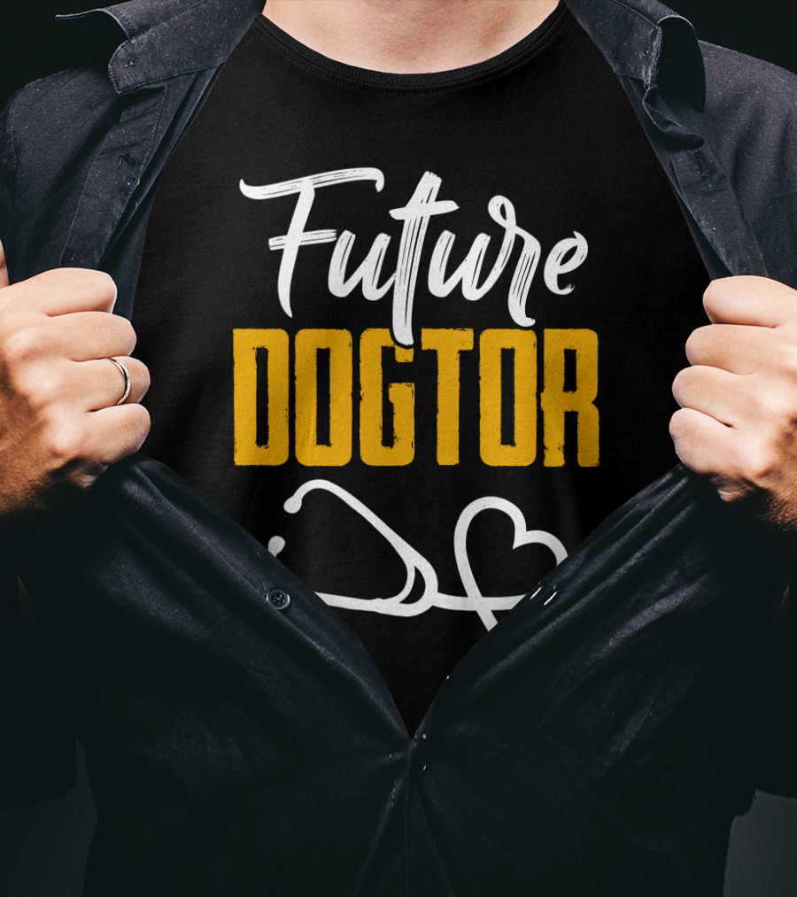 Future Dogtor Stethoscope Heart Veterinarian Vet Student Dog T-Shirt