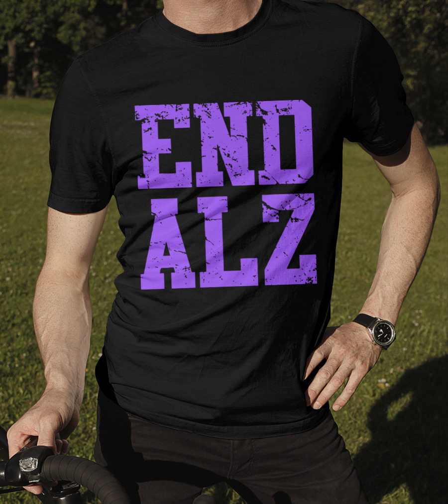 END ALZ Alzheimers Awareness Purple Text T-Shirt