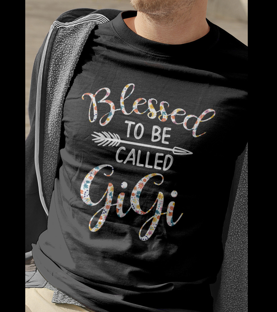 Blessed To Be Called Gigi Floral Text Arrow T-Shirt