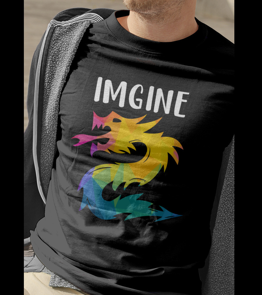 Imagine Vibrant Geometric Dragon Tattoo T-Shirt