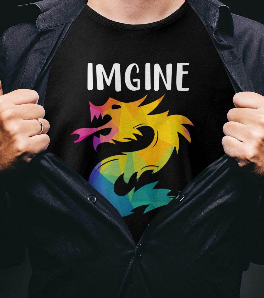 Imagine Vibrant Geometric Dragon Tattoo T-Shirt