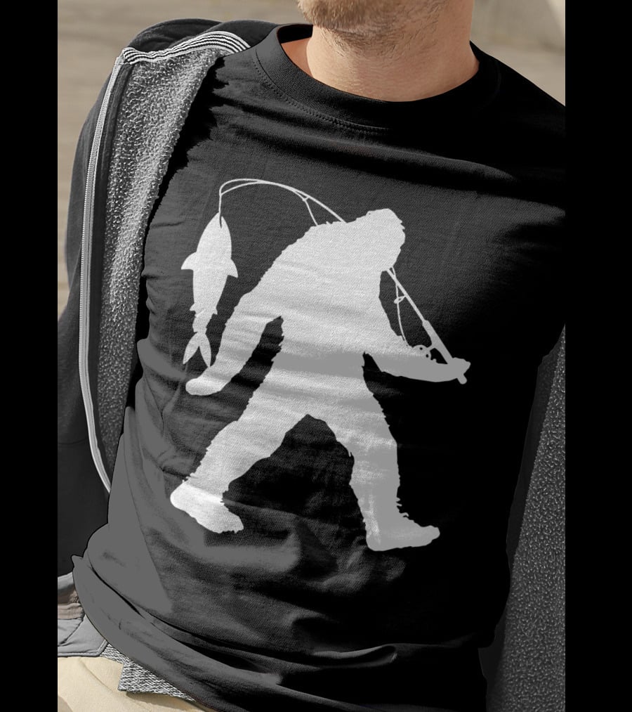 Bigfoot Fishing With Catching Fisherman T-Shirt