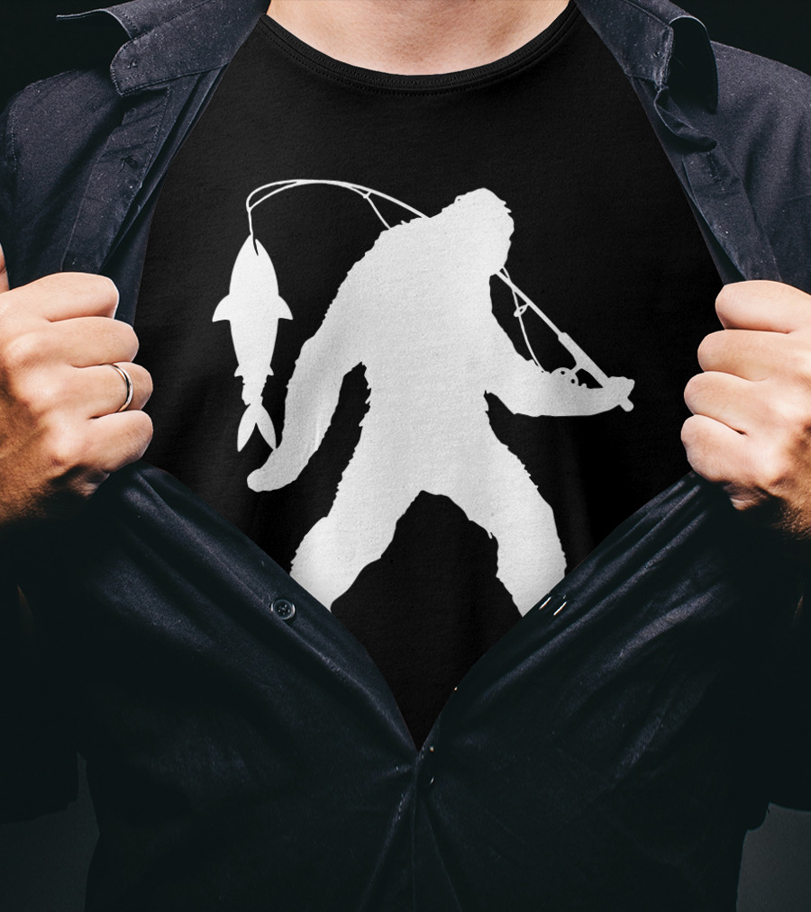 Bigfoot Fishing With Catching Fisherman T-Shirt