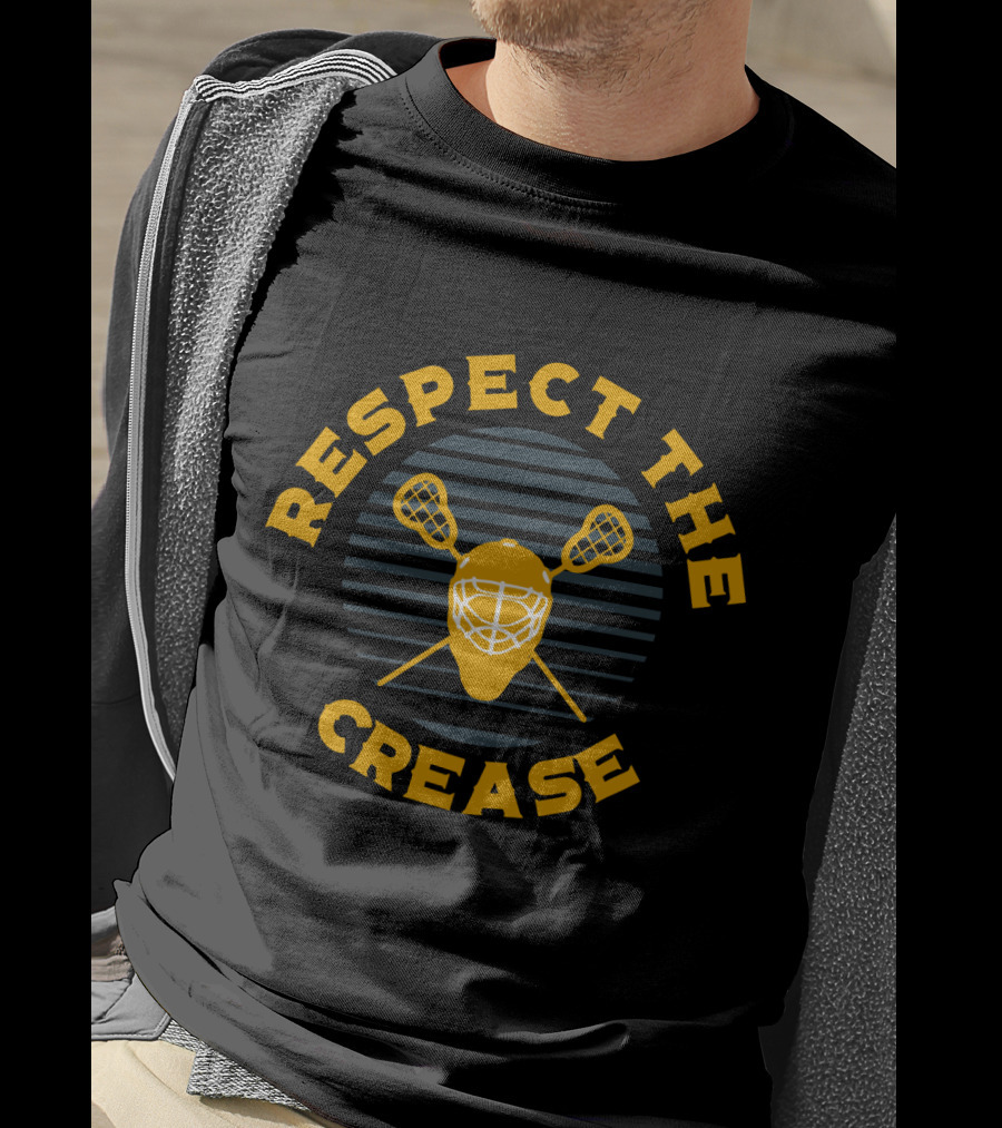 Respect The Crease Lacrosse Goalie Mask And Sticks T-Shirt