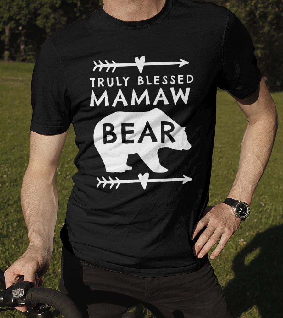 Truly Blessed Mamaw Bear Grandma Bear Silhouette Arrows Hearts T-Shirt