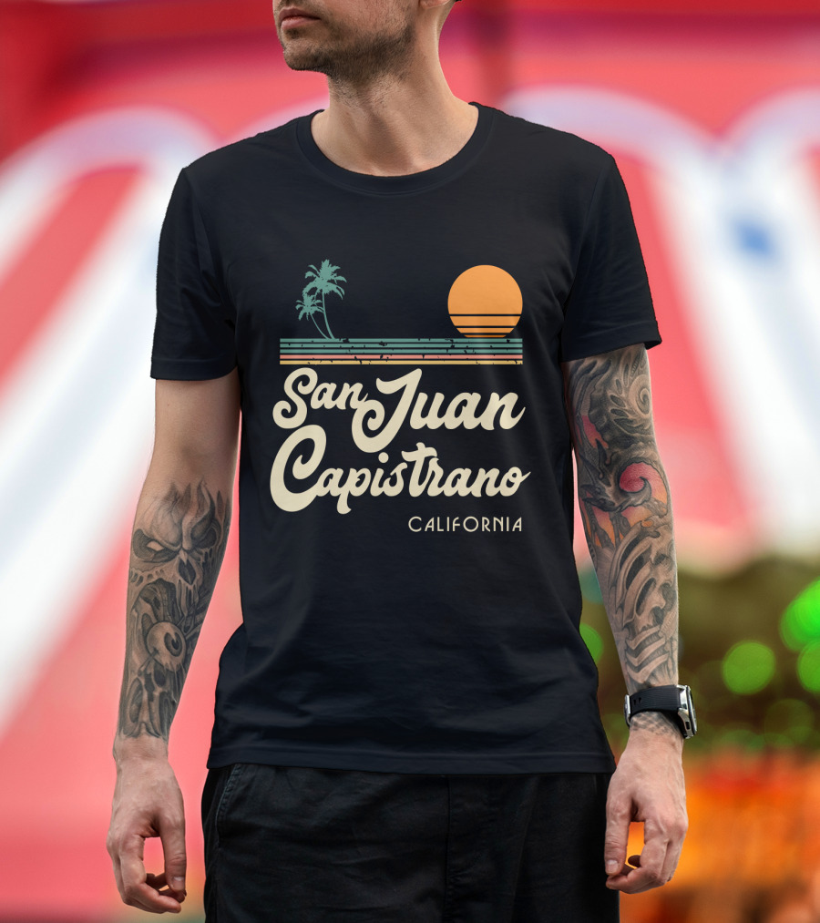 San Juan Capistrano California Vintage Sun and Palm Trees T-Shirt