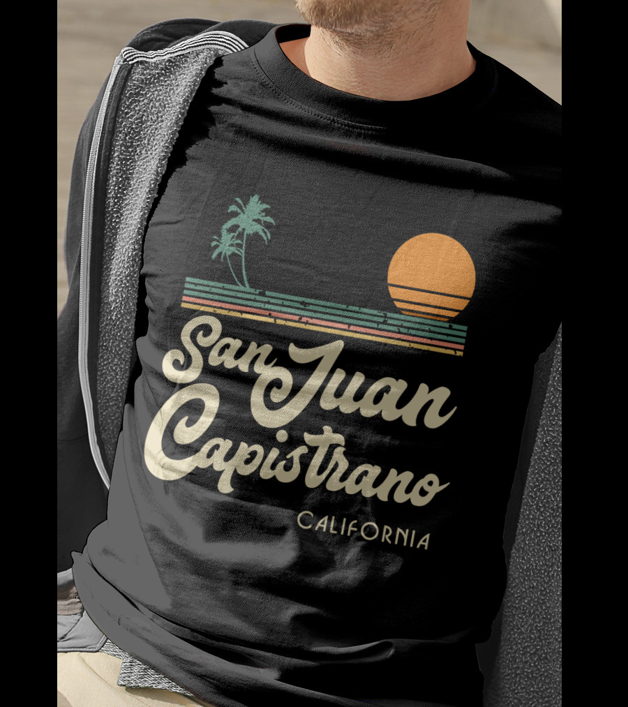 San Juan Capistrano California Vintage Sun And Palm Trees T-Shirt