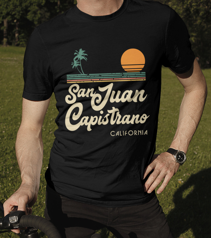 San Juan Capistrano California Vintage Sun And Palm Trees T-Shirt